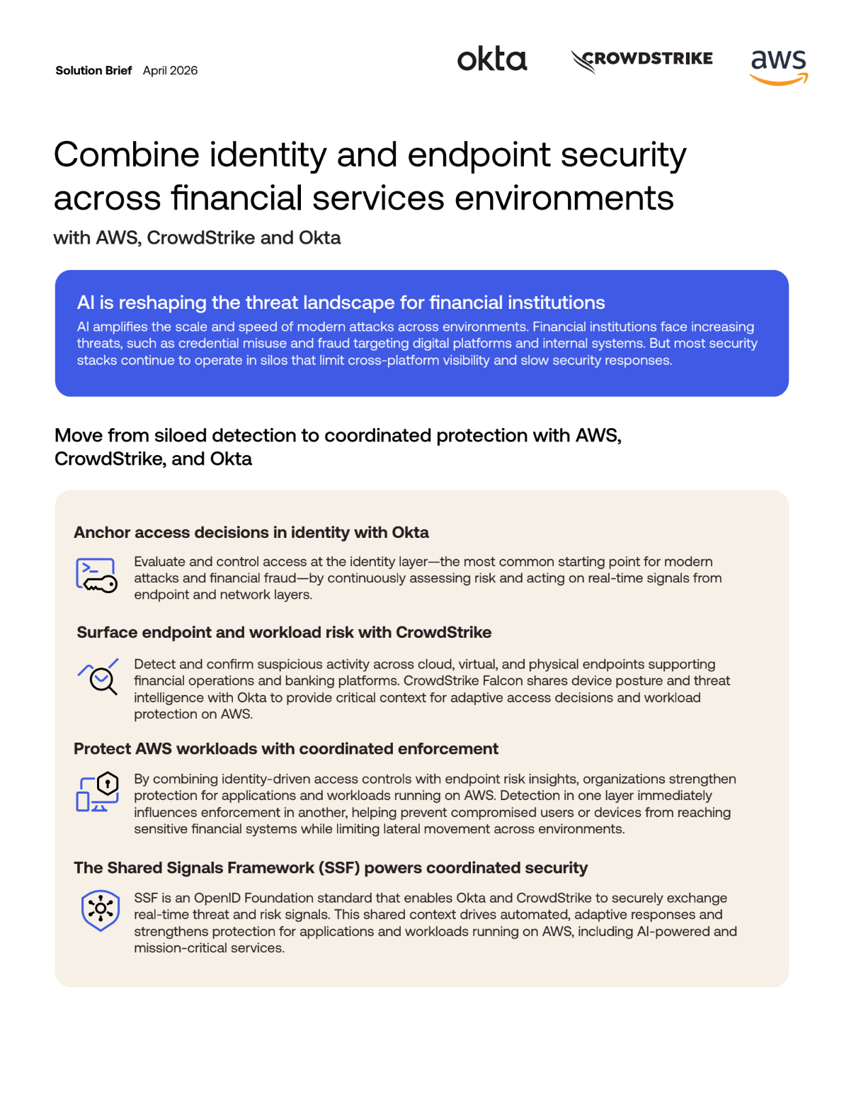 Okta CrowdStrike AWS Financial Services Identity Endpoint Security thumbnail