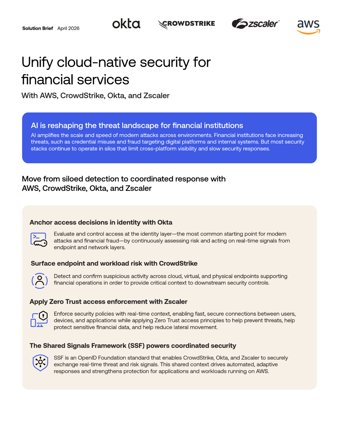 Okta CrowdStrike Zscaler AWS Financial Services Cloud Native Security thumbnail