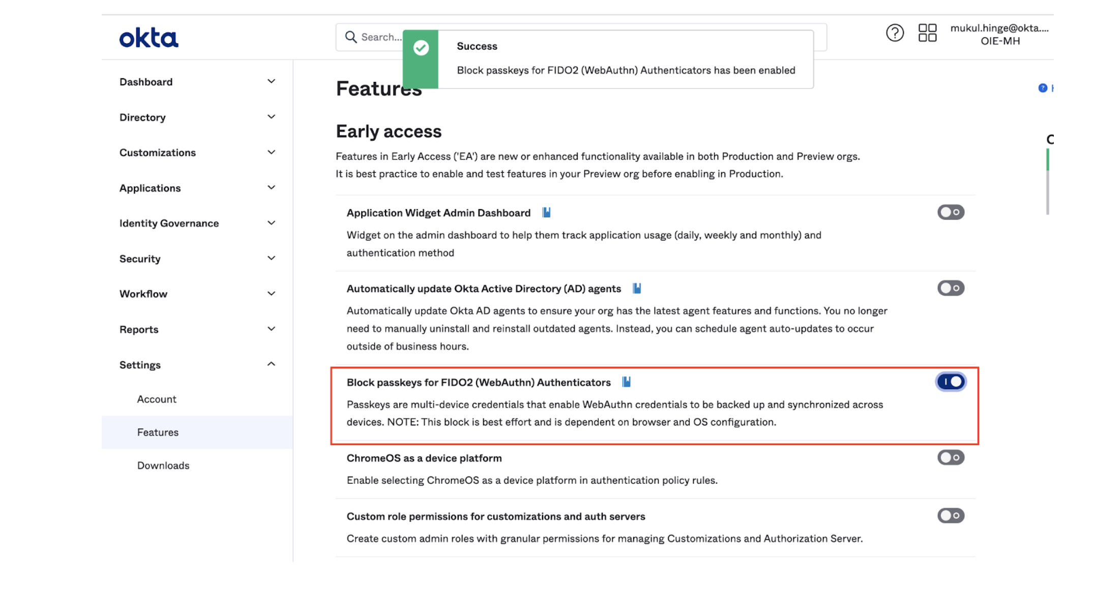 Okta Passkey Management
