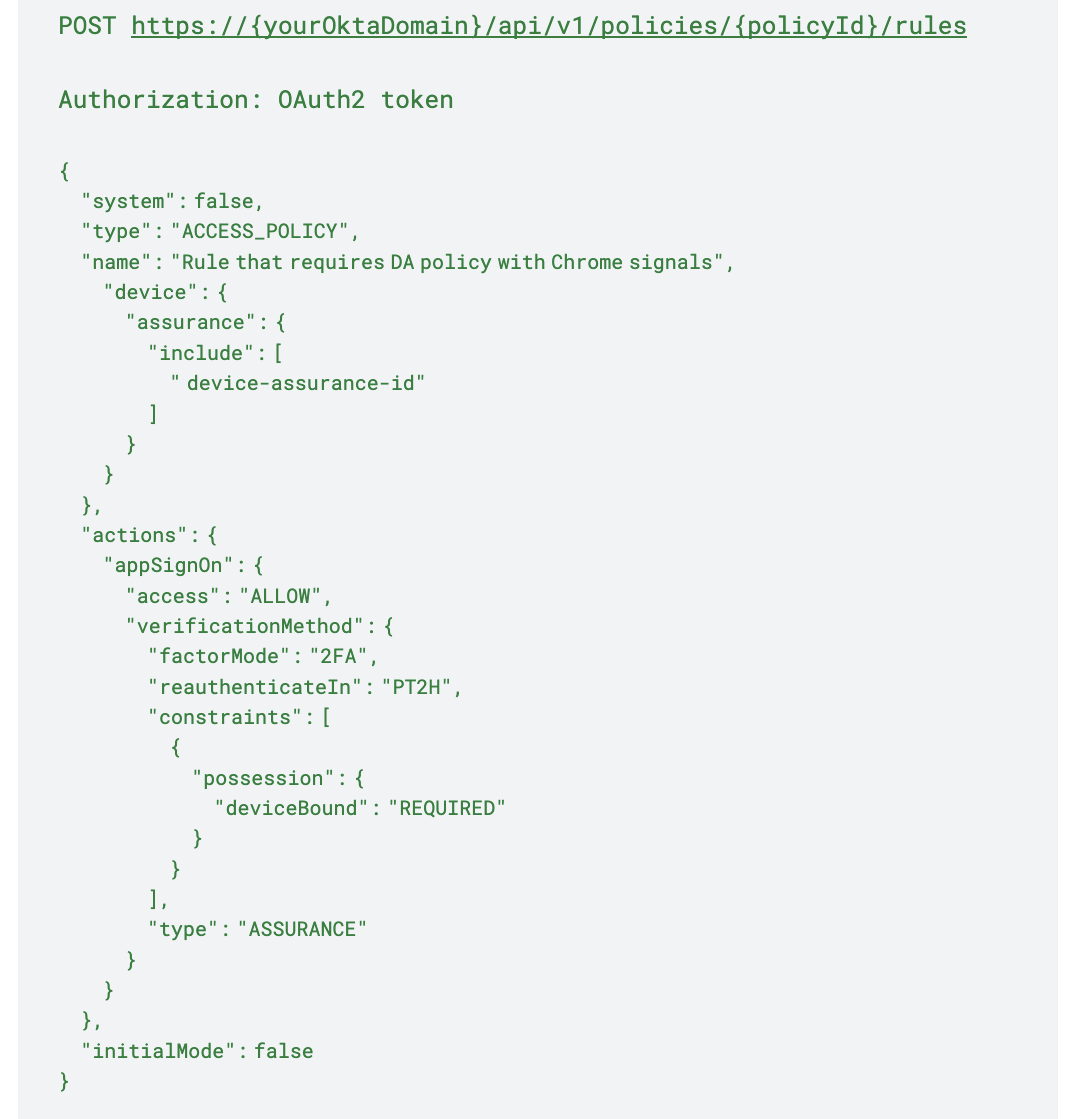 2FA app sign-on policy rule
