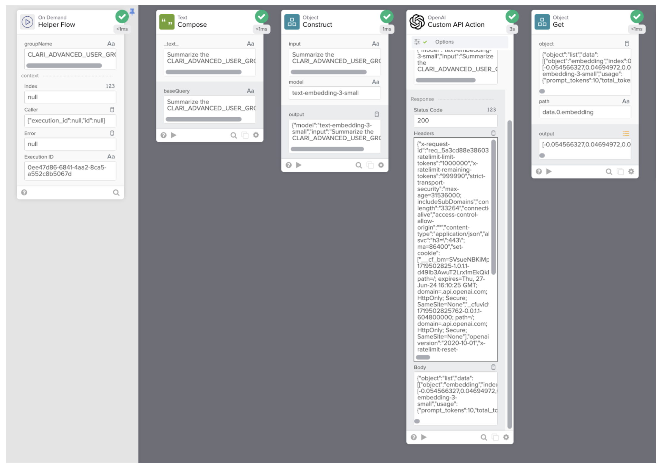 Making request to OpenAI embeddings API endpoint