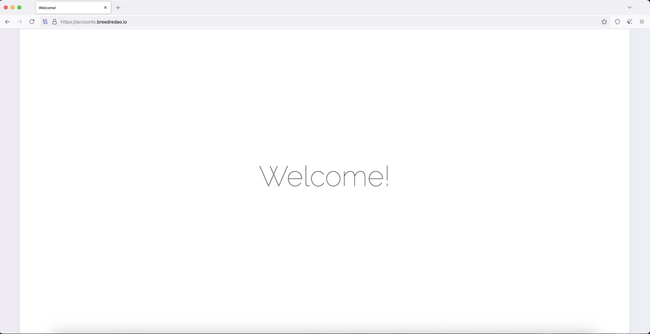 A phishing pages displays a “Welcome!” page for unwelcome visitors